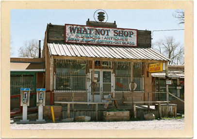 The What Not Shop is one of the attractions in the Northern New Mexico village of Cerrillos. The former mining town served as one of the locations for the movie, “Young Guns.”